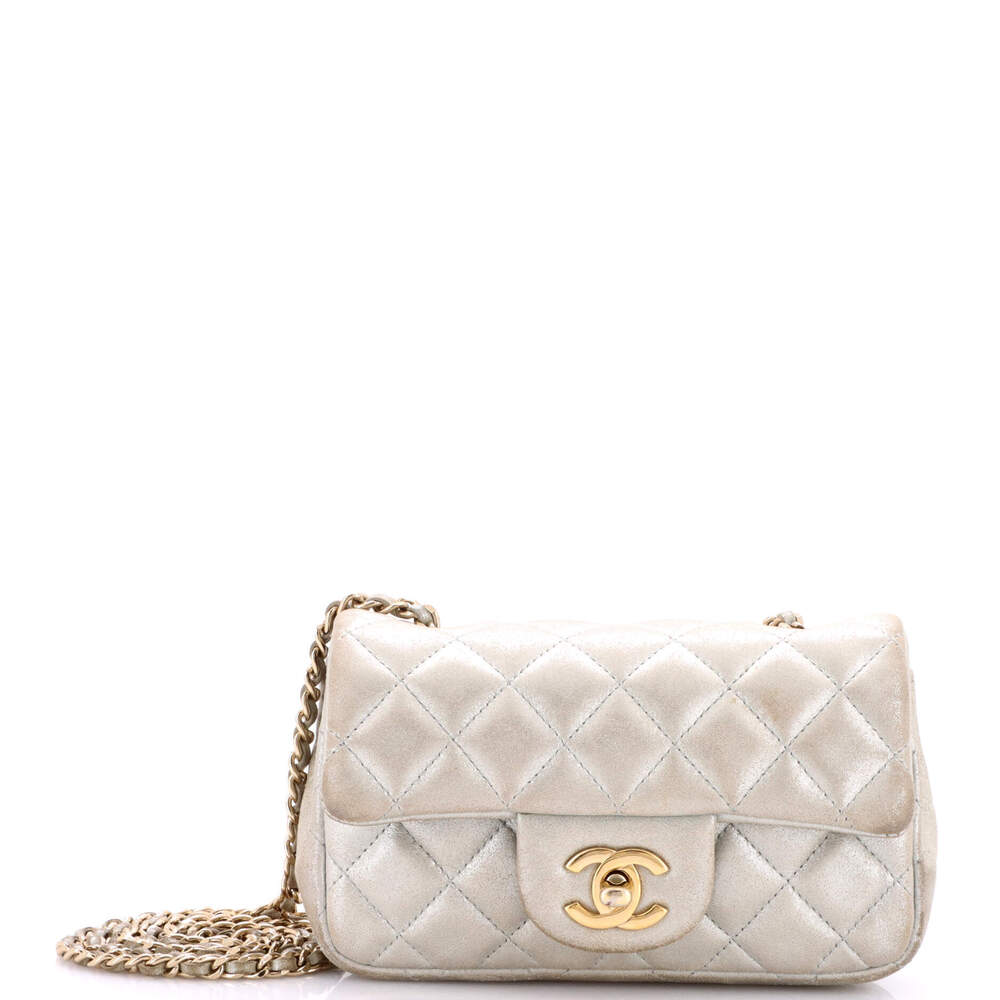 Chanel Extra Mini Classic Single Flap Bag Quilted Iridescent Calfskin